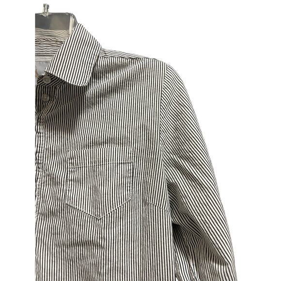Prototype New York Black White Pin Strip Long Sleeve Blouse Size Small - Picture 5 of 7
